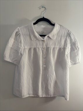Hudson North button down linen blend white top